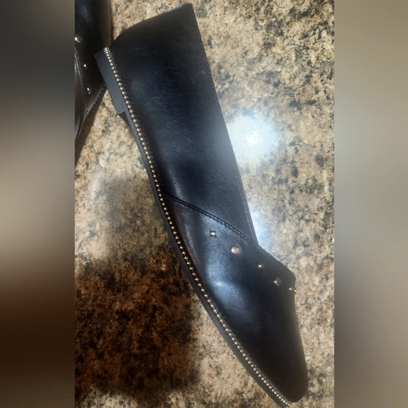 NWT Black Leather Studded Shoes, Size 10W - Picture 5 of 5